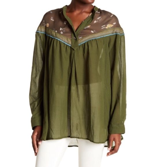 Free people mesh button up top - Picture 1 of 7